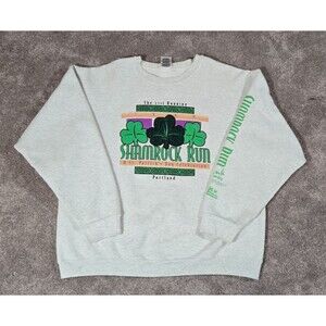 Portland OR Shamrock Run 1999 Vintage Crew Neck Sweatshirt Size L Embroidered